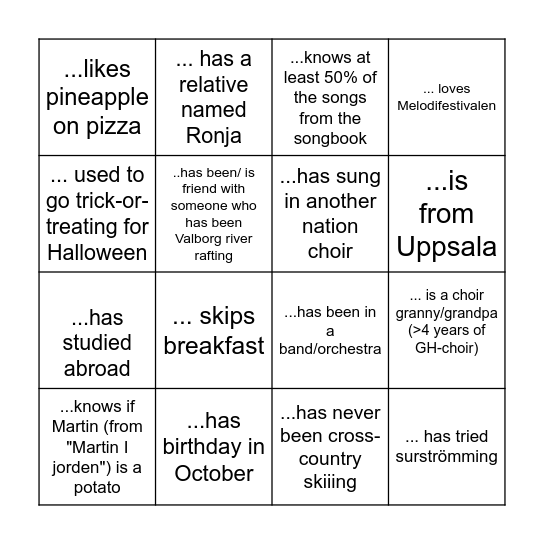 Find someone who... Bingo Card