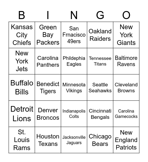 ARE YOU READY FOR SOME FOOTBALL! Bingo Card