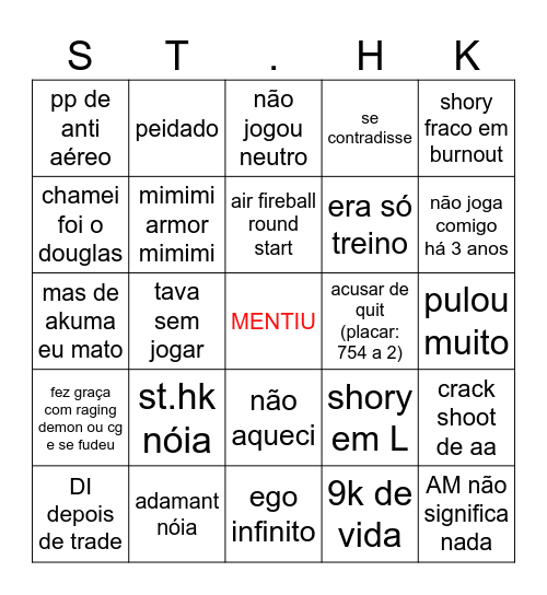 FT contra o protagonista Bingo Card