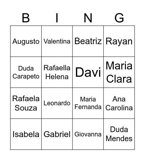 BINGO DA AMIZADE Bingo Card
