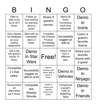 October Bingo Activity Bingo Card
