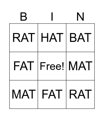 at- family Bingo Card