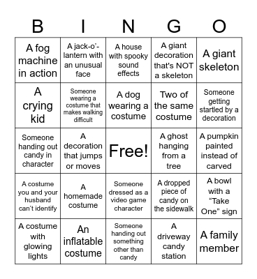 Trick or Treat Bingo Card