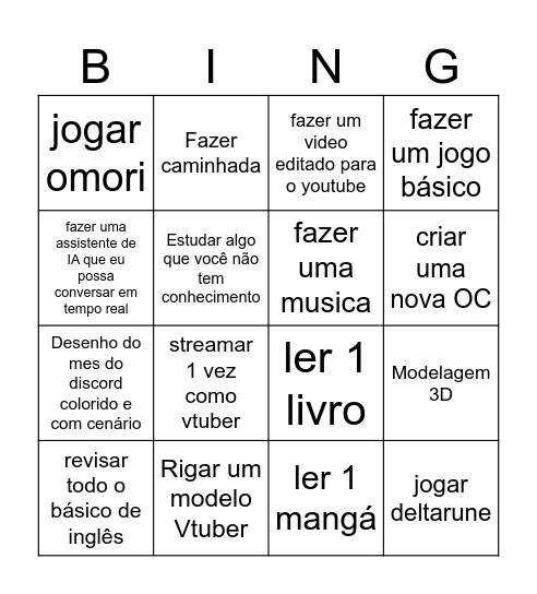 Metas da Canole Bingo Card
