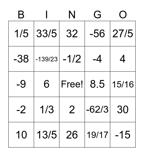 BINGO Card