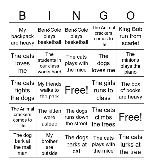 tricky words bingo Card