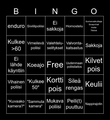 Mopojonnet vs poliisit Bingo Card