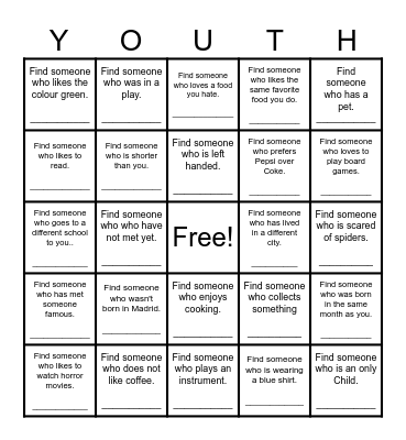 Find Someone Who Bingo Card