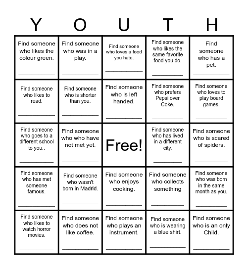 Find Someone Who Bingo Card