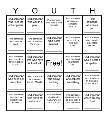 Find Someone Who Bingo Card