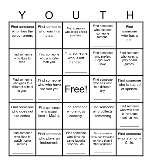Find Someone Who Bingo Card