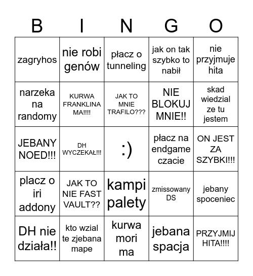DBD bingo Card