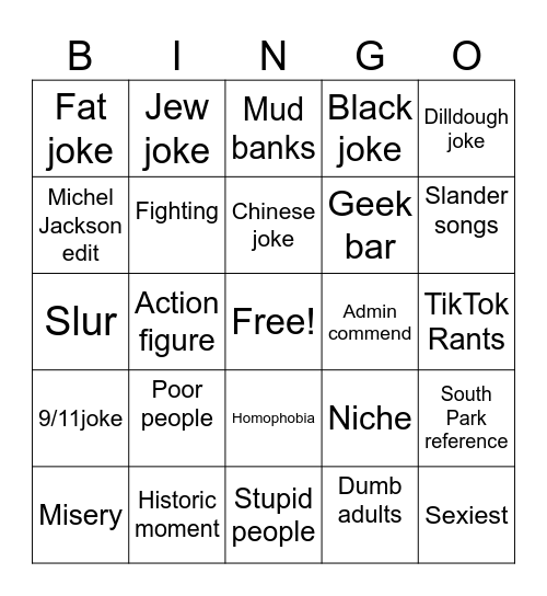 TikTok bingo Card