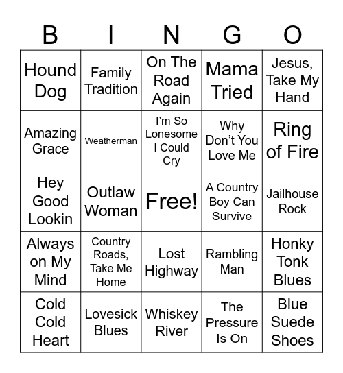 Music Bingo Card