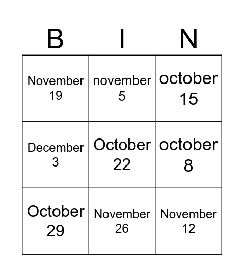 Math bingo Card