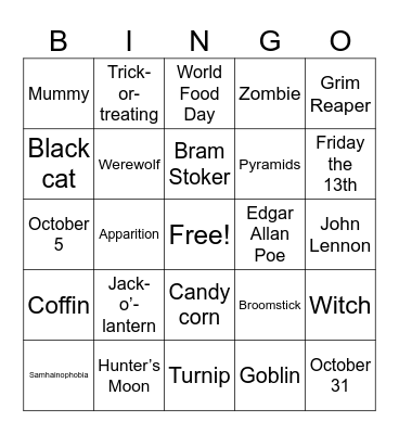 Halloween - Dignity Memorial Bingo Card