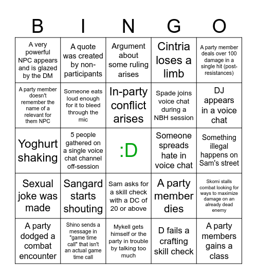 November 2026 BINGO Card
