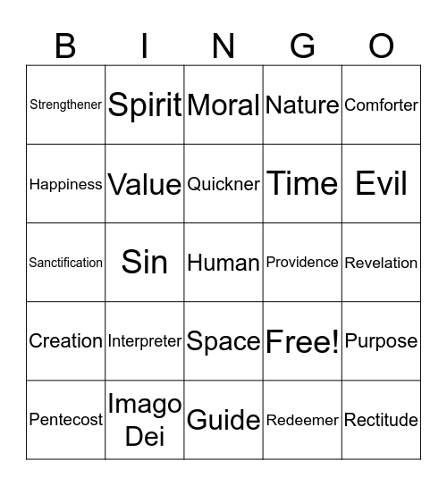 VOCABULARY BINGO Card