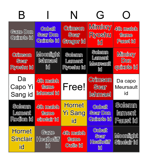 LIMBUS COMPANY: EGO GEAR IDS (Plan B) Bingo Card