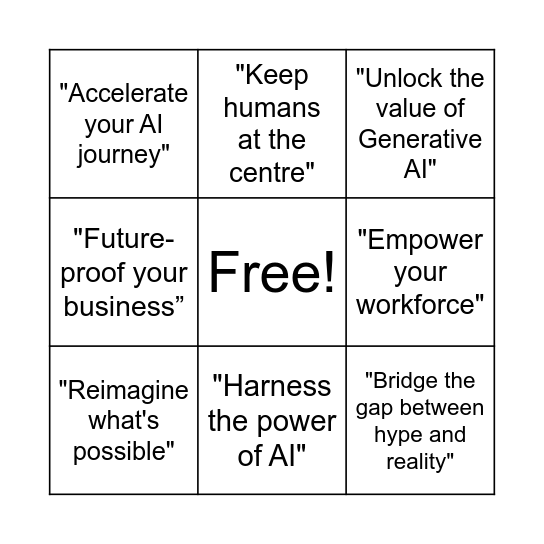 AI Buzzword Bingo Card