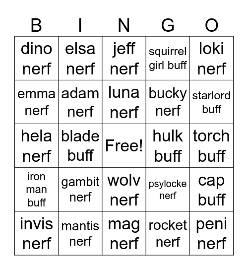 things that wont happen bingo Card