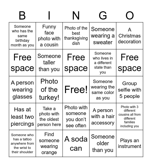 Family Bingo Card