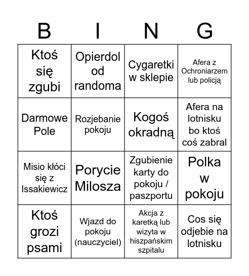 HISZPANIA 2026 Bingo Card