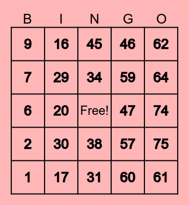 Untitled Bingo Card