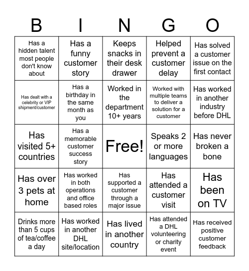 Extra Mile - CS Week Bingo Card