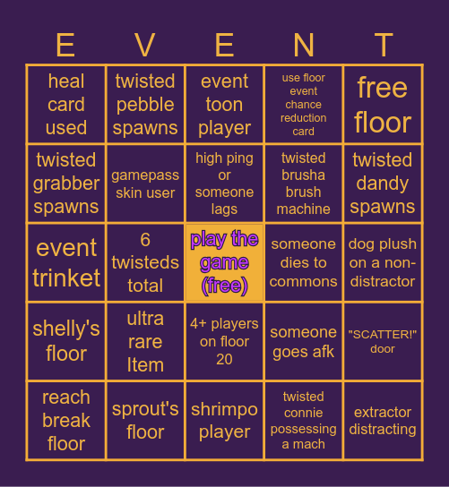 Dandy's World Bingo Card