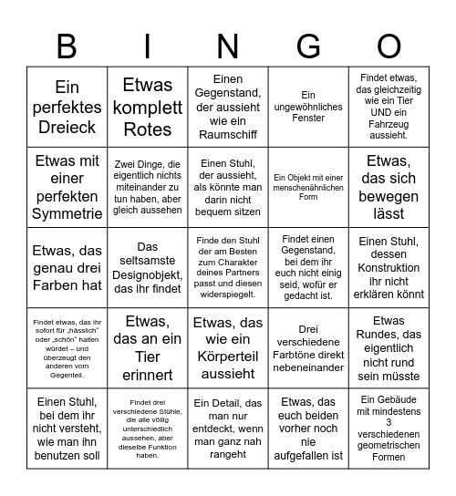 Vitra Design Museum Bingo Card