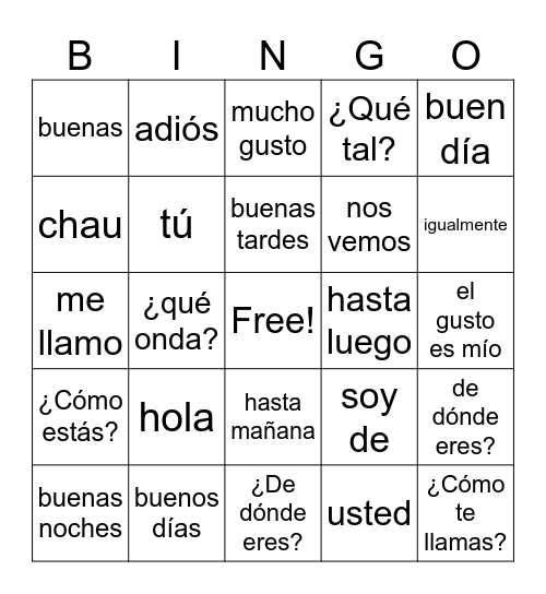 BINGO Card