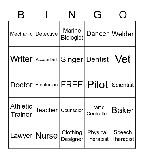 CAREERS Bingo Card