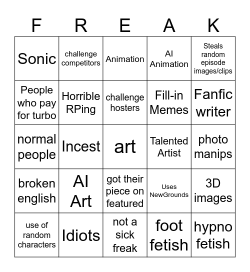 DeviantArt Bingo Card