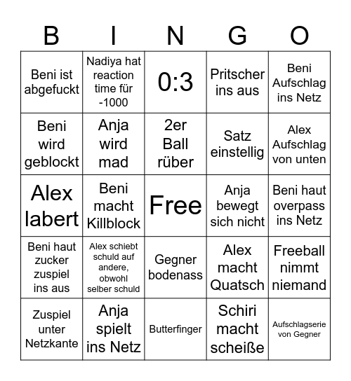 Spieltag RedSparrows Bingo Card