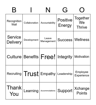 HRSD Appreciation Week Bingo Card