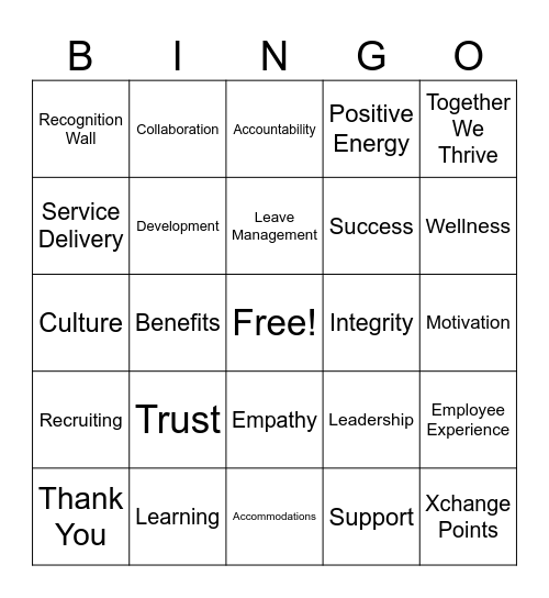 HRSD Appreciation Week Bingo Card