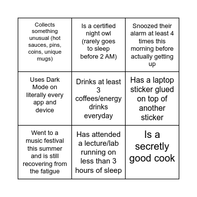 lab 2 bingo Card