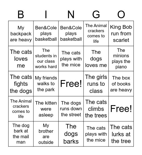 tricky words bingo Card