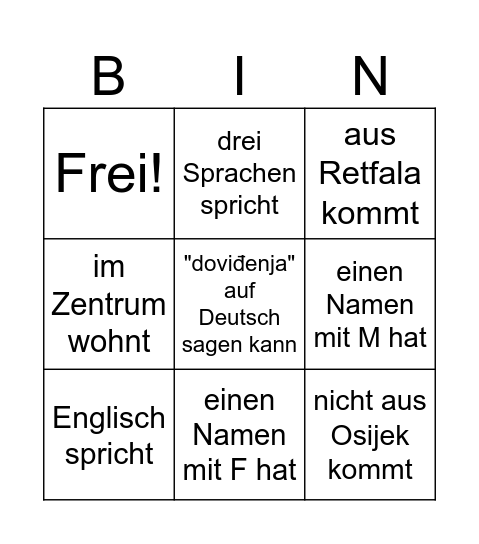Finde jemanden, der ... Bingo Card