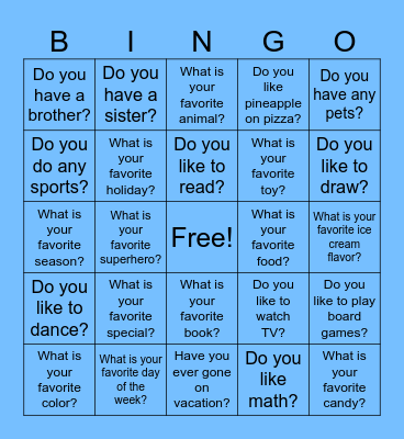 Getting to Know You Bingo Card