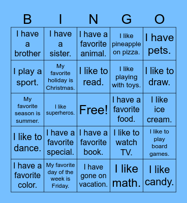 Getting to Know You Bingo Card