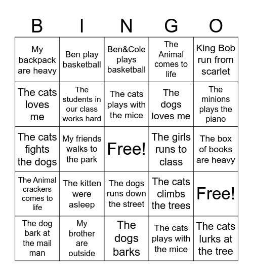 tricky words bingo Card