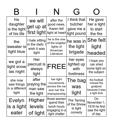 VOCABULARY  Bingo Card