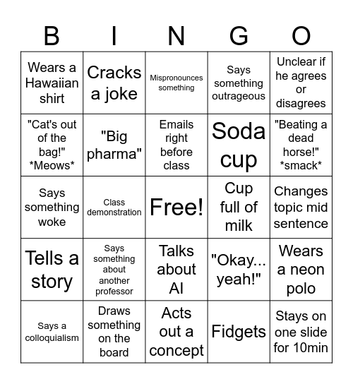 Scott Ross Bingo Card