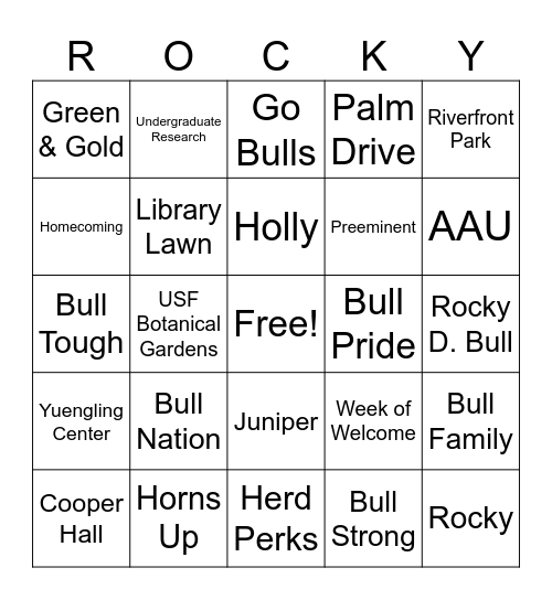 Homecoming Bingo Card
