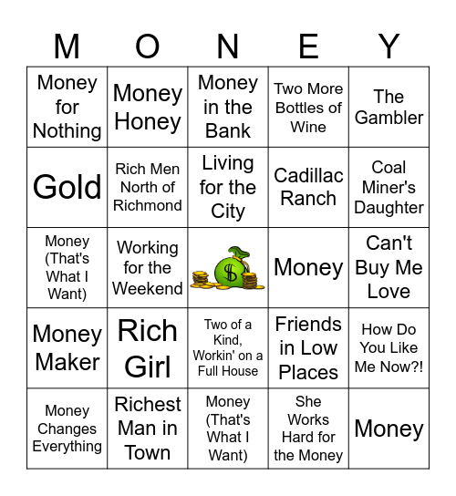 Money Bingo Card