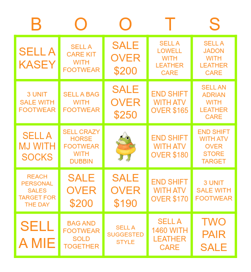 ATV BINGO! Bingo Card