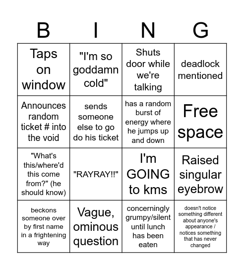 Bingarlos Bingo Card