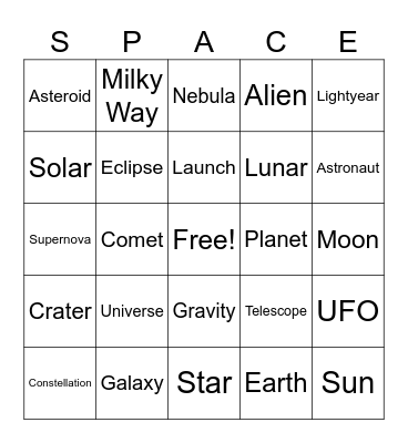 Bingo Blastoff Bingo Card